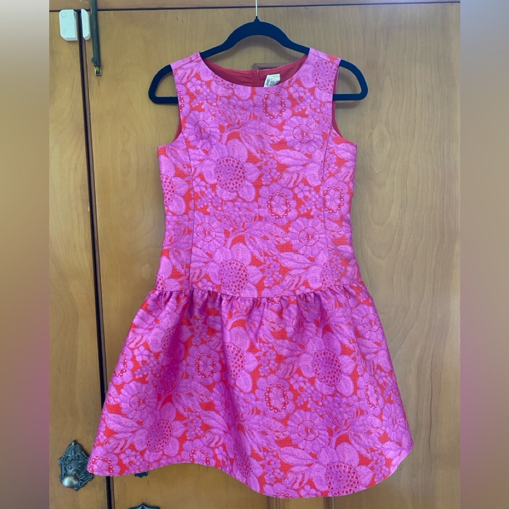Crewcuts Pink and Orange Floral Jacquard Dress